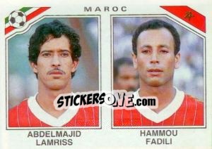 Sticker Abdelmajid Lamriss / Hammou Fadili - FIFA World Cup Mexico 1986 - Panini