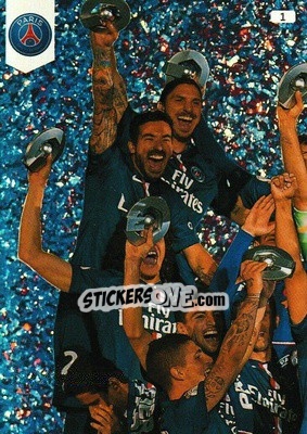 Sticker Paris Saint-Germain - Champion de France 2014-15 (puzzle 1) - FOOT 2015-2016. Adrenalyn XL n. 1 - Panini