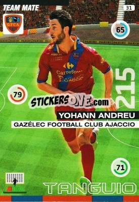 Sticker Yohann Andreu - FOOT 2015-2016. Adrenalyn XL n. 31 - Panini
