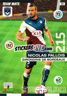 Sticker Nicolas Pallois - FOOT 2015-2016. Adrenalyn XL n. 59 - Panini