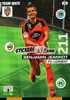 Figurina Benjamin Jeannot - FOOT 2015-2016. Adrenalyn XL - Panini