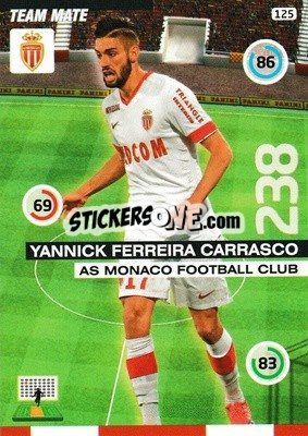 Sticker Yannick Ferreira Carrasco - FOOT 2015-2016. Adrenalyn XL n. 125 - Panini