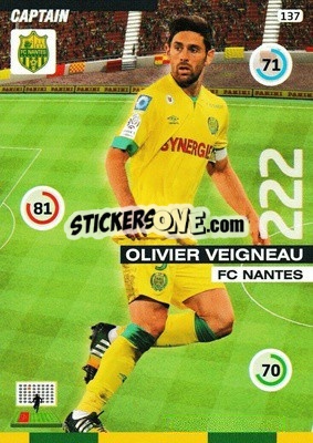 Figurina Olivier Veigneau - FOOT 2015-2016. Adrenalyn XL n. 137 - Panini