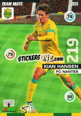 Sticker Kian Hansen - FOOT 2015-2016. Adrenalyn XL - Panini