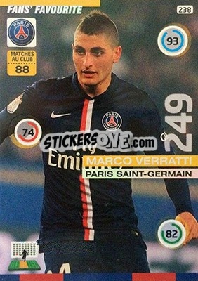 Sticker Marco Verratti - FOOT 2015-2016. Adrenalyn XL n. 238 - Panini