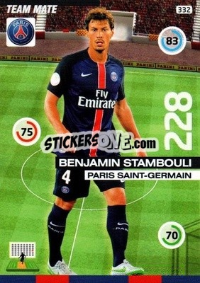 Cromo Benjamin Stenbouli - FOOT 2015-2016. Adrenalyn XL n. 332 - Panini