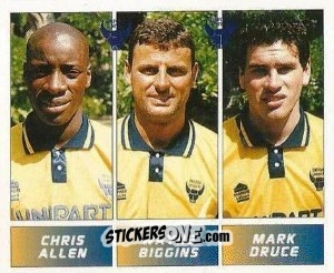 Sticker Chris Allen / Wayne Biggins / Mark Druce - Football League 96 n. 398 - Panini