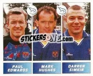 Cromo Paul Edwards / Mark Hughes / Darren Simkin - Football League 96 - Panini