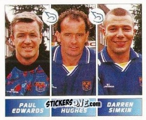 Sticker Paul Edwards / Mark Hughes / Darren Simkin - Football League 96 n. 409 - Panini