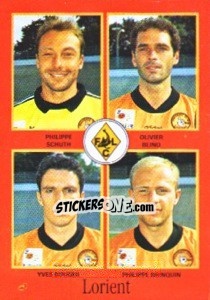 Sticker Philippe Schuth / Olivier Blino / Yves Bouger / Philippe Brinquin - FOOT 1996-1997 n. 334 - Panini