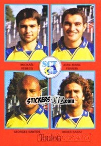 Cromo Mickaël Rebecq / Jean-Marc Ferreri / Georges Santos / Didier Rabat - FOOT 1996-1997 n. 377 - Panini