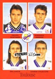 Figurina Philippe Montanier / Dominique Arribage / Eric Garcin / Laurent Strzelczak - FOOT 1996-1997 n. 379 - Panini
