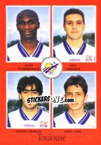 Sticker Jules Tchimbakala / Eric Taborda / Thierry Moreau / Rémy Loret - FOOT 1996-1997 n. 380 - Panini