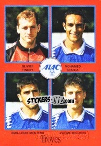 Figurina Olivier Tingry / Mohamed Bradja / Jean-Louis Montero / Jérôme Molinier - FOOT 1996-1997 n. 382 - Panini