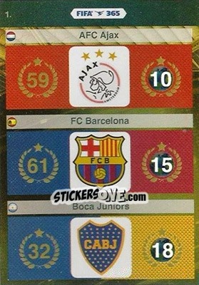 Sticker Afc Ajax, Fc Barcelona, Boca Juniors - FIFA 365: 2015-2016. Adrenalyn XL n. 1 - Panini