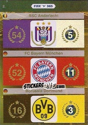 Sticker Rsc Anderlecht, Fc Bayern München, Borussia Dortmund - FIFA 365: 2015-2016. Adrenalyn XL n. 2 - Panini