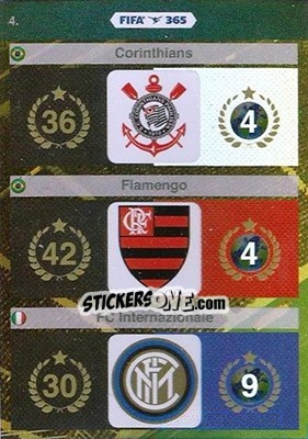 Sticker Corinthians, Flamengo, FC Internazionale - FIFA 365: 2015-2016. Adrenalyn XL - Panini