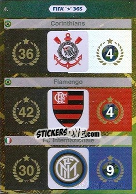 Sticker Corinthians, Flamengo, Fc Internazionale - FIFA 365: 2015-2016. Adrenalyn XL n. 4 - Panini
