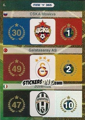 Sticker Cska Moskva, Galatasaray As, Juventus - FIFA 365: 2015-2016. Adrenalyn XL n. 6 - Panini