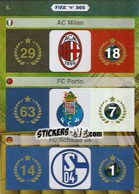Sticker Ac Milan, Fc Porto, Fc Schalke 04 - FIFA 365: 2015-2016. Adrenalyn XL n. 8 - Panini