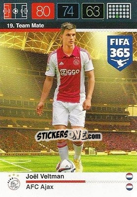 Sticker Joel Veltman - FIFA 365: 2015-2016. Adrenalyn XL n. 19 - Panini