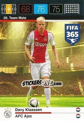 Sticker Davy Klaassen - FIFA 365: 2015-2016. Adrenalyn XL n. 20 - Panini