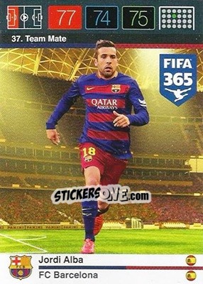 Sticker Jordi Alba - FIFA 365: 2015-2016. Adrenalyn XL n. 37 - Panini