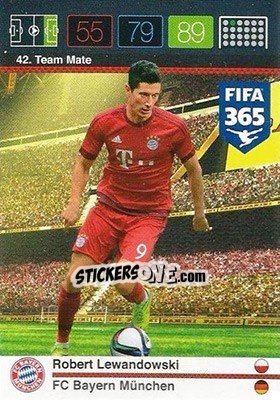 Sticker Robert Lewandowski - FIFA 365: 2015-2016. Adrenalyn XL n. 42 - Panini
