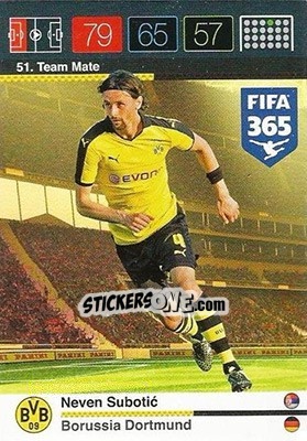 Sticker Neven Subotic - FIFA 365: 2015-2016. Adrenalyn XL n. 51 - Panini