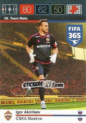 Sticker Igor Akinfeev - FIFA 365: 2015-2016. Adrenalyn XL n. 68 - Panini