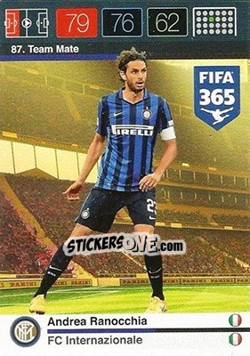 Sticker Andrea Ranocchia - FIFA 365: 2015-2016. Adrenalyn XL n. 87 - Panini