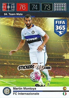 Sticker Martin Montoya - FIFA 365: 2015-2016. Adrenalyn XL - Panini