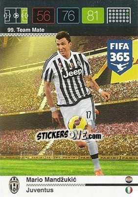 Sticker Mario Mandzukic - FIFA 365: 2015-2016. Adrenalyn XL n. 99 - Panini