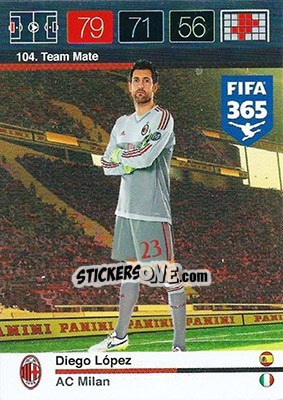 Sticker Diego López - FIFA 365: 2015-2016. Adrenalyn XL n. 104 - Panini