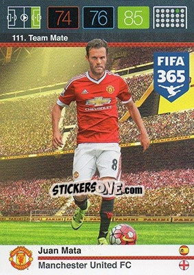 Sticker Juan Mata - FIFA 365: 2015-2016. Adrenalyn XL n. 111 - Panini