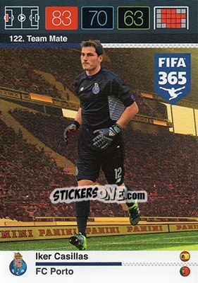 Sticker Iker Casillas - FIFA 365: 2015-2016. Adrenalyn XL n. 122 - Panini