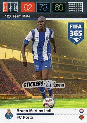 Sticker Bruno Martins Indi - FIFA 365: 2015-2016. Adrenalyn XL n. 123 - Panini
