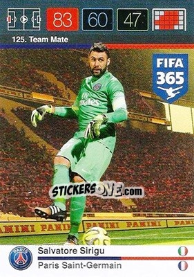 Sticker Salvatore Sirigu - FIFA 365: 2015-2016. Adrenalyn XL n. 125 - Panini