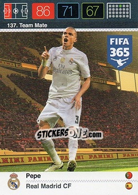 Sticker Pepe - FIFA 365: 2015-2016. Adrenalyn XL - Panini