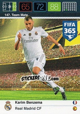 Sticker Karim Benzema - FIFA 365: 2015-2016. Adrenalyn XL n. 147 - Panini