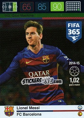 Sticker Lionel Messi - FIFA 365: 2015-2016. Adrenalyn XL n. 163 - Panini