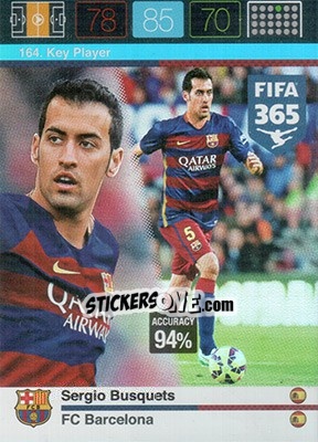 Sticker Sergio Busquets - FIFA 365: 2015-2016. Adrenalyn XL n. 164 - Panini