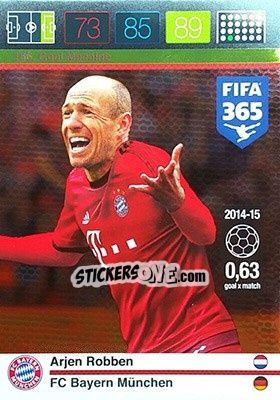 Sticker Arjen Robben - FIFA 365: 2015-2016. Adrenalyn XL n. 166 - Panini