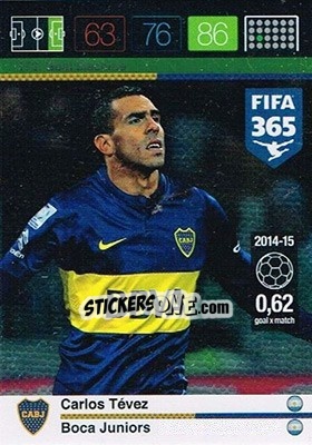 Sticker Carlos Tévez - FIFA 365: 2015-2016. Adrenalyn XL n. 172 - Panini