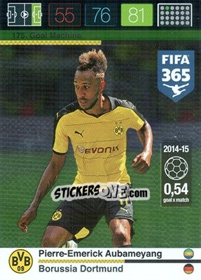 Sticker Pierre-Emerick Aubameyang - FIFA 365: 2015-2016. Adrenalyn XL n. 175 - Panini