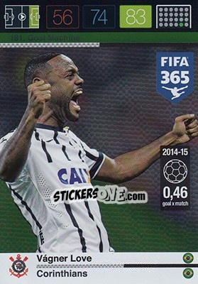 Cromo Vágner  Love - FIFA 365: 2015-2016. Adrenalyn XL n. 181 - Panini