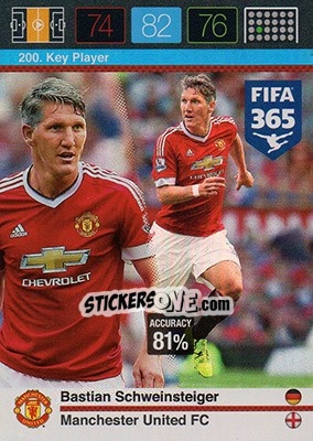 Sticker Bastian Schweinsteiger - FIFA 365: 2015-2016. Adrenalyn XL n. 200 - Panini
