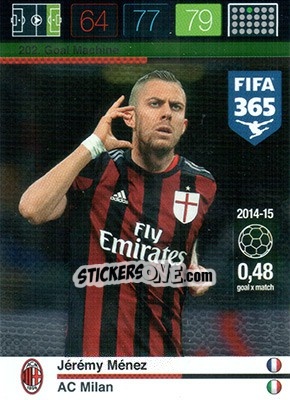 Sticker Jérémy Ménez - FIFA 365: 2015-2016. Adrenalyn XL n. 202 - Panini