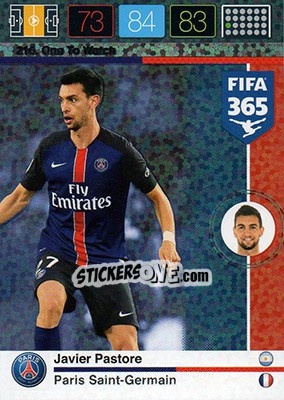 Sticker Javier Pastore - FIFA 365: 2015-2016. Adrenalyn XL n. 216 - Panini