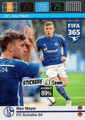 Sticker Max Meyer - FIFA 365: 2015-2016. Adrenalyn XL n. 221 - Panini